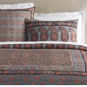 Pottery Barn Bedding: 1 King-sized duvet cover and 2 king-sized pillow cases.